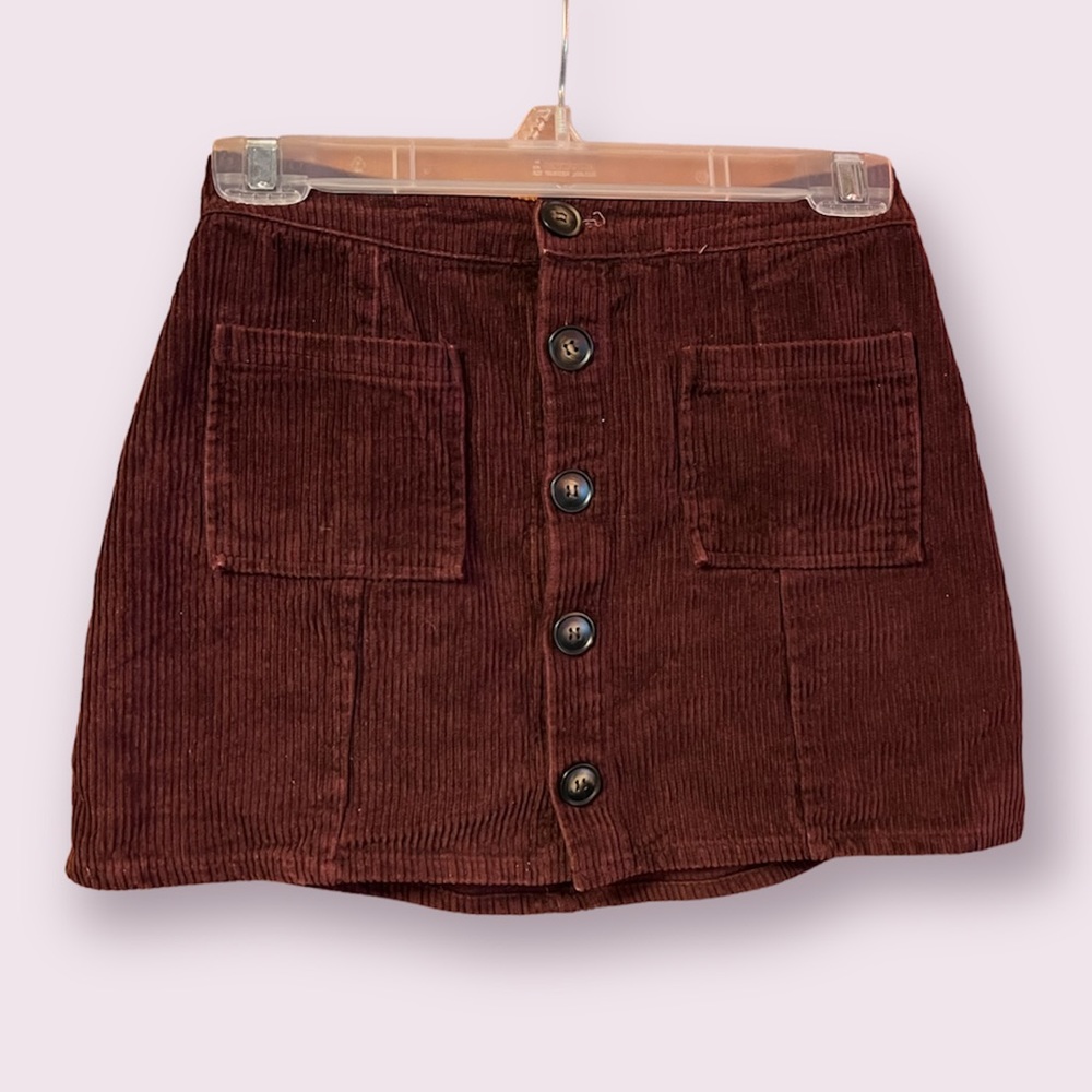 maroon / burgundy red corduroy mini skirt